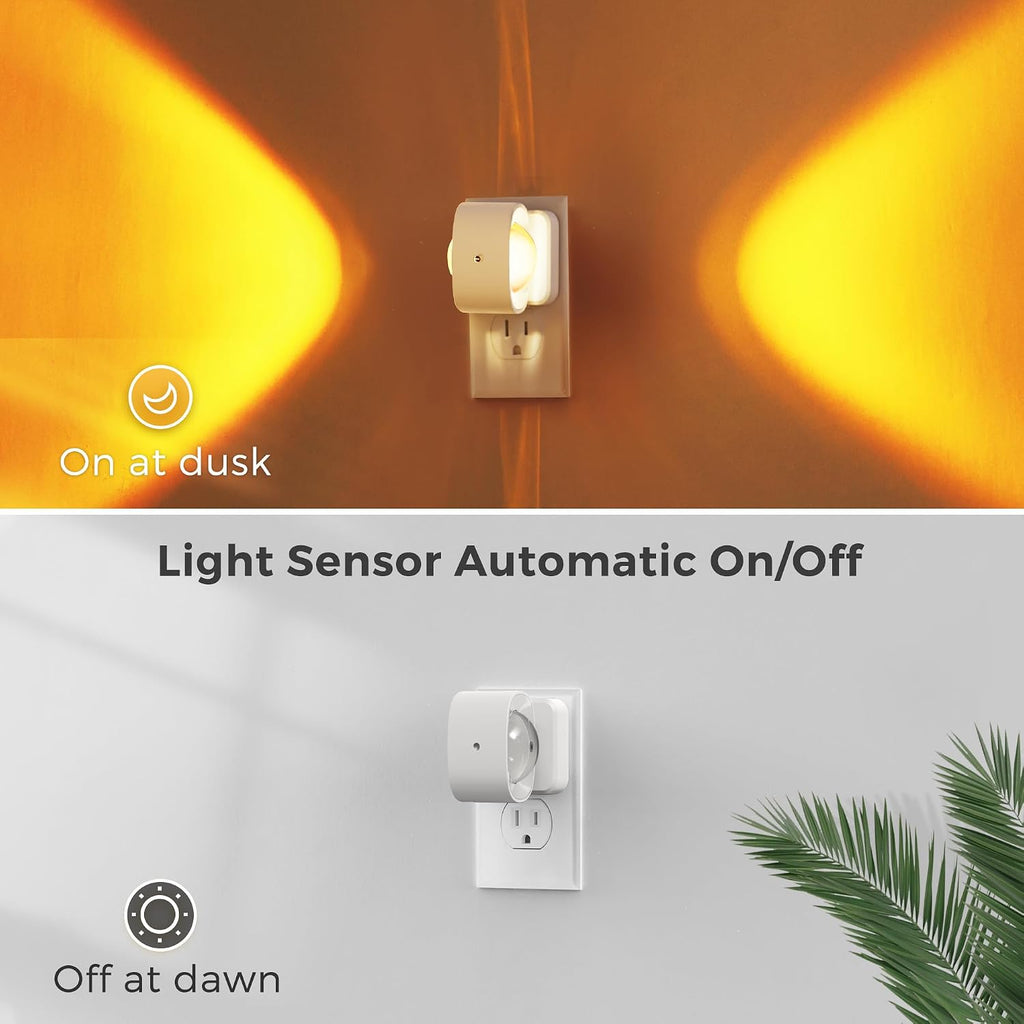 L LOHAS LED Night Light, Color Changing Night Lights Plug into Wall, Rotating White Nightlight, Dusk to Dawn Sensor, RGB Rainbow…