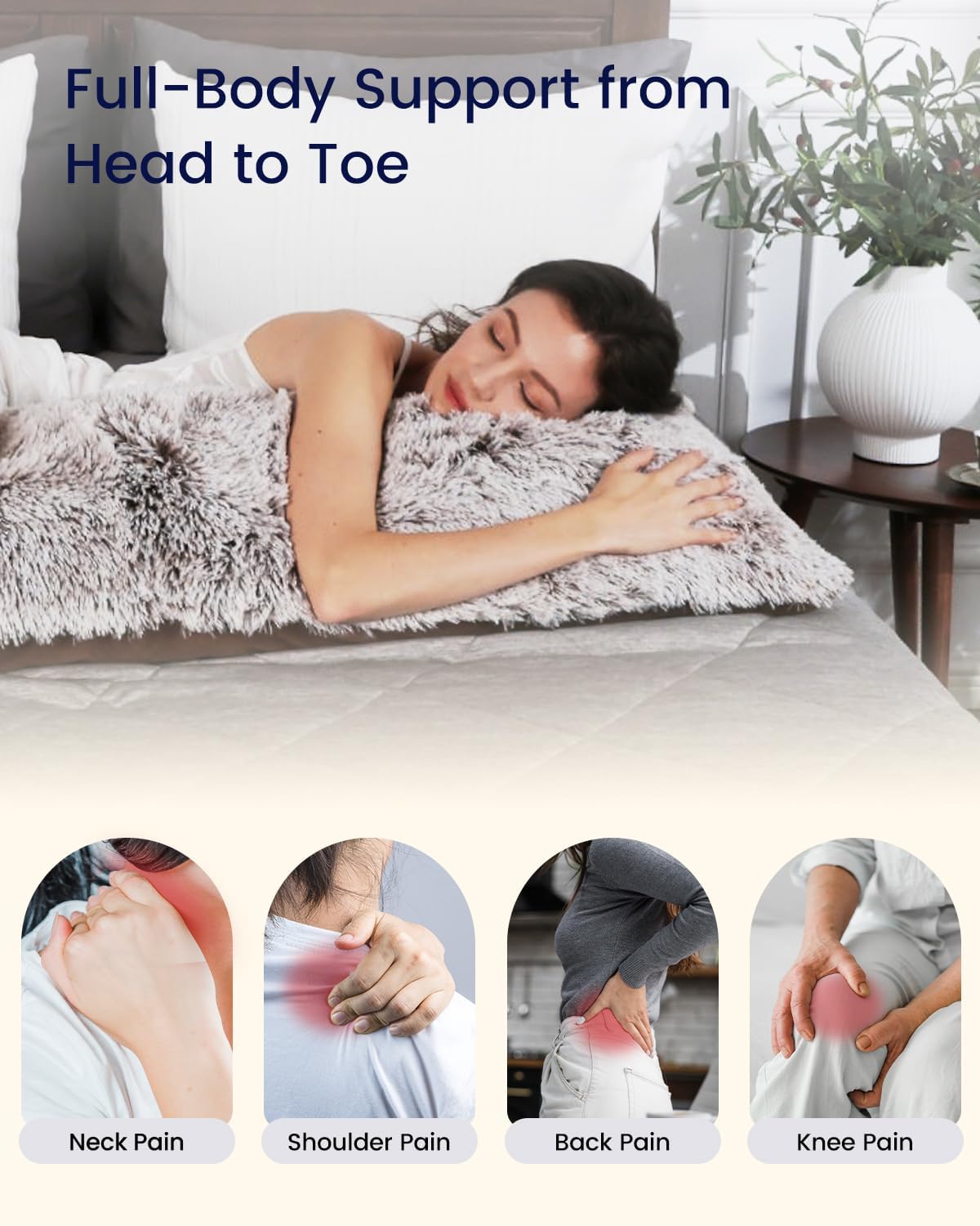 Zonli Fluffy Body Pillow, Full Body Pillows for Adults, Long Pillow for Sleeping with Removable Cover and Adjustable Filling for Side Sleep…