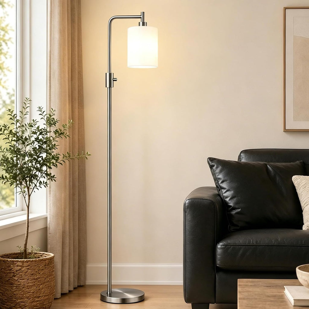Upgraded】Dimmable Floor Lamps for Living Room with Frosted White Glass Lampshade, Modern Industrial Floor Lamp with 900LM Bulb Included…