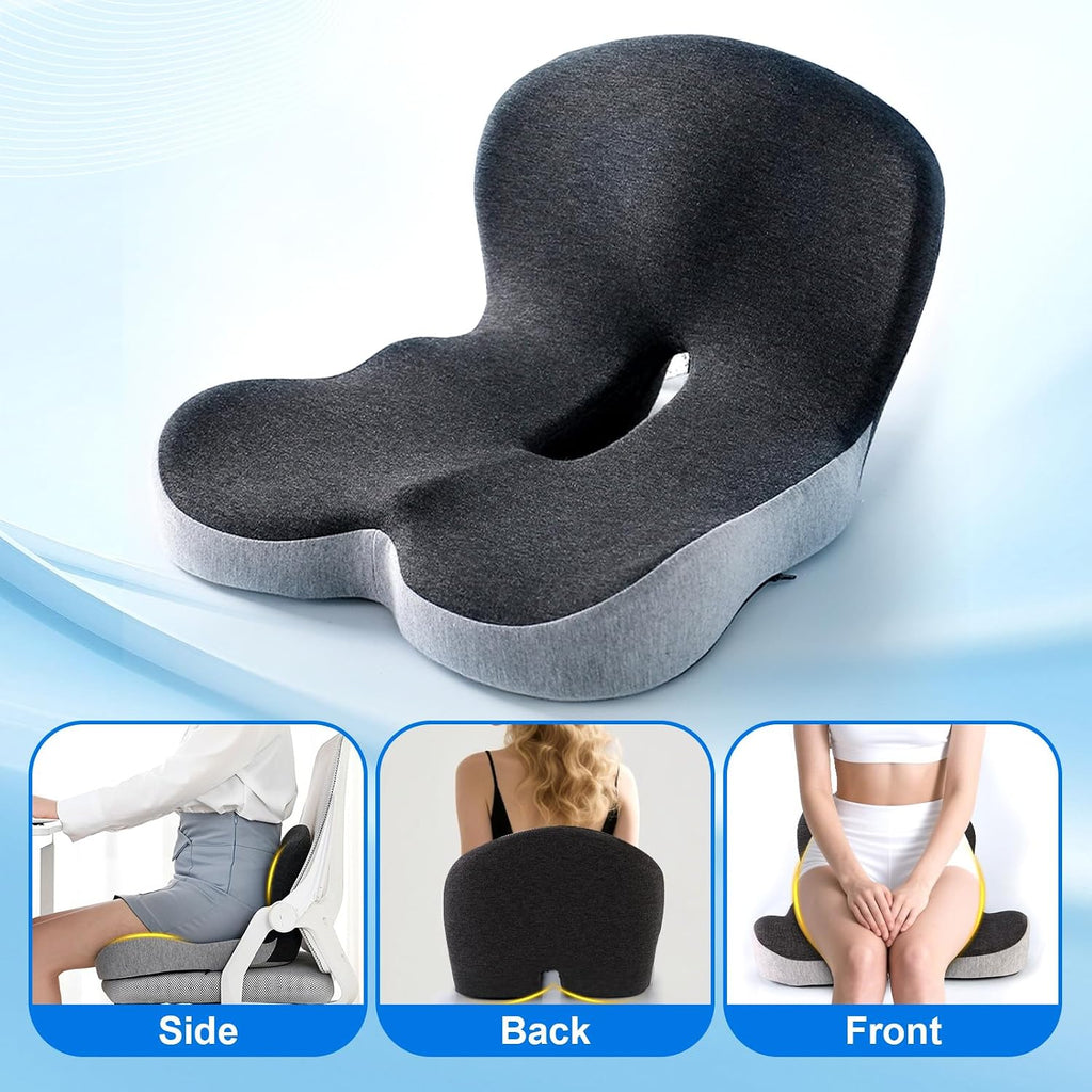 Memory Foam Office Chair Cushion, L-Shaped Integrated Seat Cushions, Chair Seat Cushion for Lower Back Tailbone Protection, Ergonomic…
