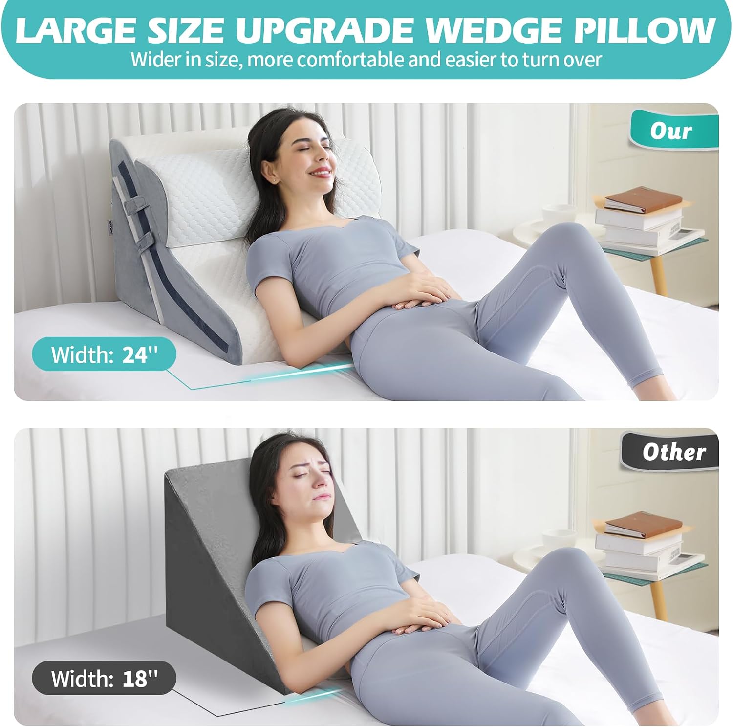 Simpledad Wedge Pillow for Sleeping, Orthopedic Bed Wedge Pillow Set, 15-in-1 Adjustable Memory Foam Wedge Pillow Post Surgery, 9 &16 & 20…