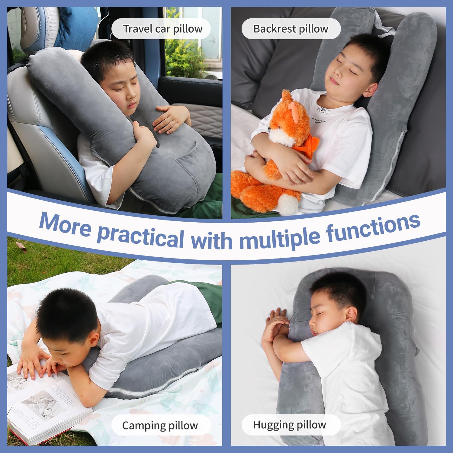 Car Pillow for Kids, Travel Pillow for Car, Toddler Travel Pillow for Sleeping Carseat Pillow for Adults, Removable and Washable Covers…