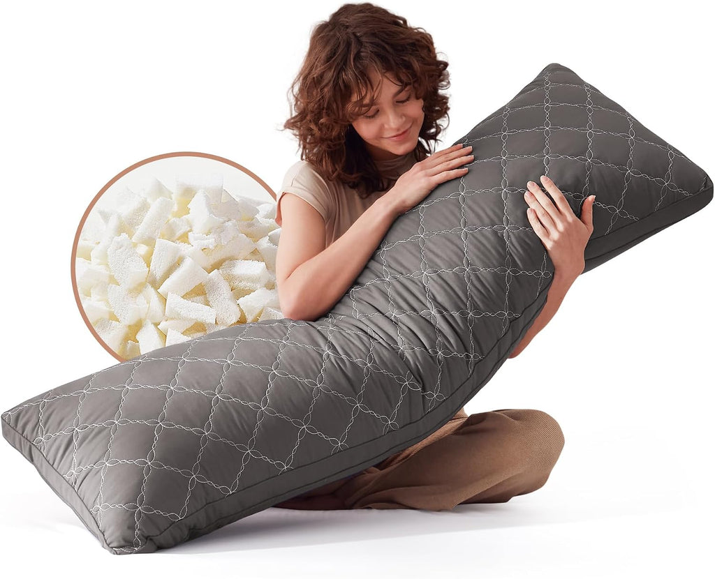 Decroom Memory Foam Body Pillow for Adults, Ultra-Soft Full Body Pillow with Diamond Quilted Cover, Support for Side Sleepers - Machine Was…