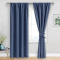 Jiuzhen Dusty Blue Blackout Curtains for Bedroom - Thermal Insulated Room Darkening Rod Pocket Curtains for Living Room, Set of 2 Panels wi…