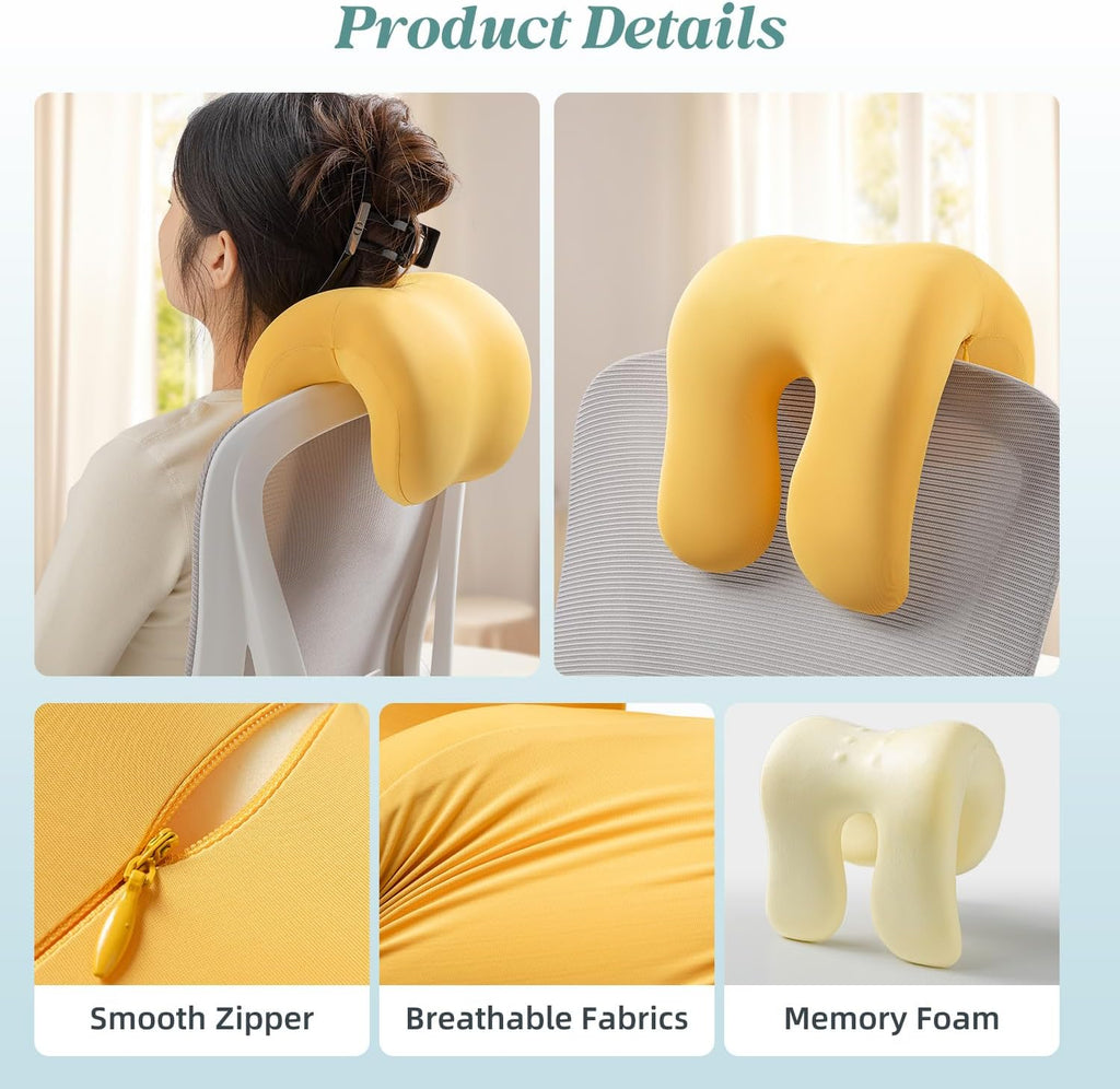 SheRest Office Chair Neck Pillow, Memory Foam Ergonomic Nap Pillow Office Chair Headrest Accessory, Neck Support Pillow Ideal for Office…