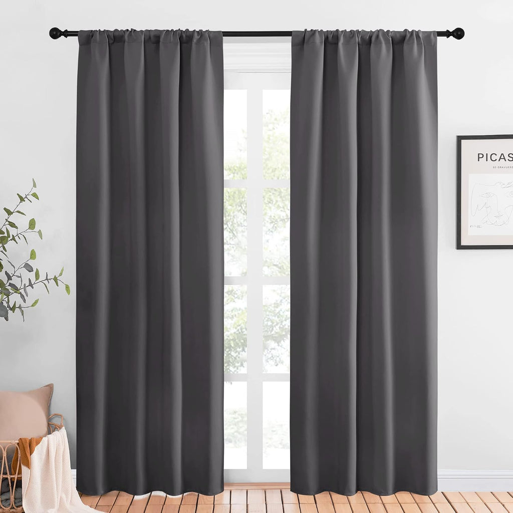 NICETOWN Blackout Curtains 84 for Office - 3 Pass Microfiber Noise Reducing Thermal Insulated Solid Rod Pocket Blackout Window…