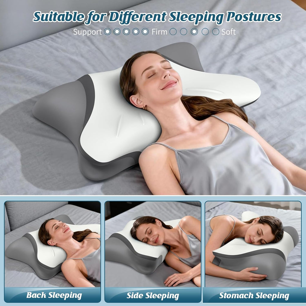 Hamyodo Cervical Neck Pillow for, Bed Pillows for Sleeping, Ergonomic Cooling Pillow, Orthopedic Contour Pillow for Side Back Stomach Slee…