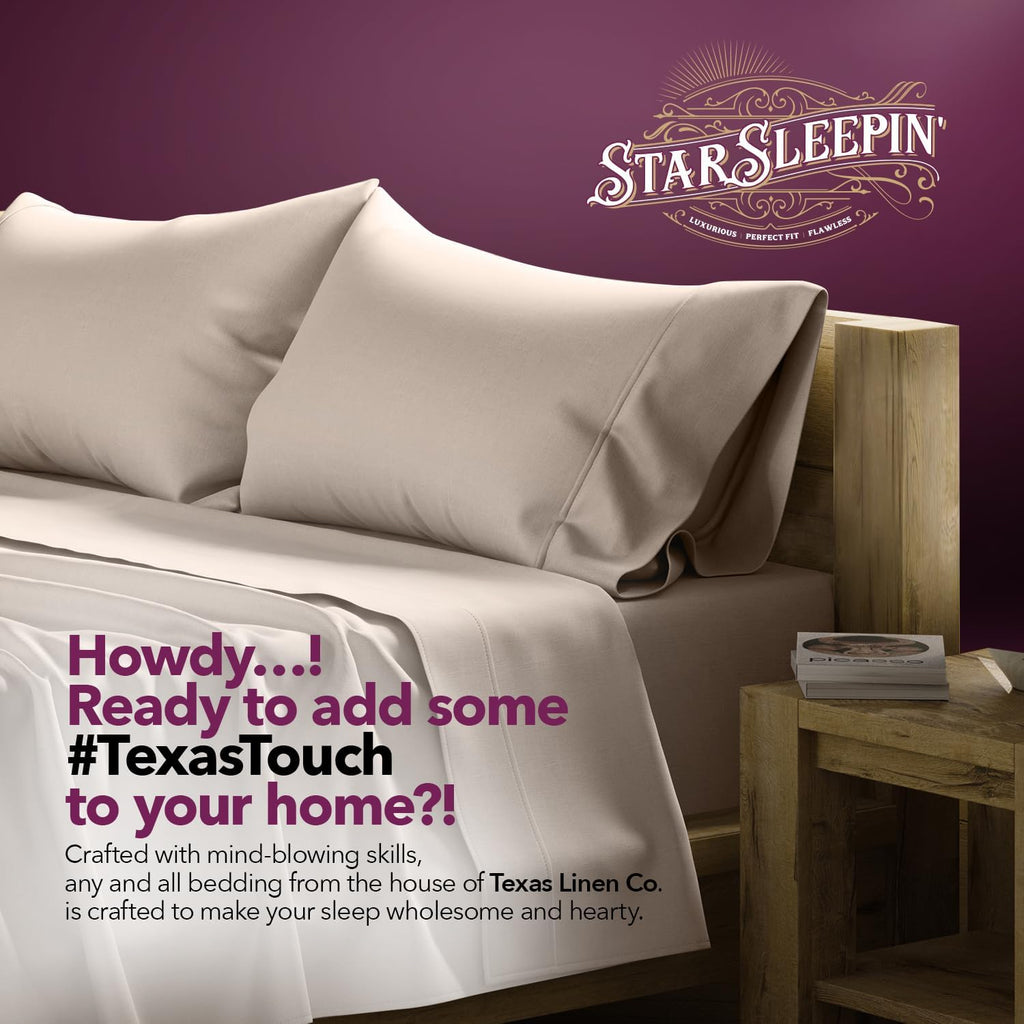 TEXAS LINEN CO. 100% Egyptian Cotton Pillow Cases Standard/Queen Size Set of 2 - Luxury 1200 Series Star Sleepin' Collection Pillow Cases…