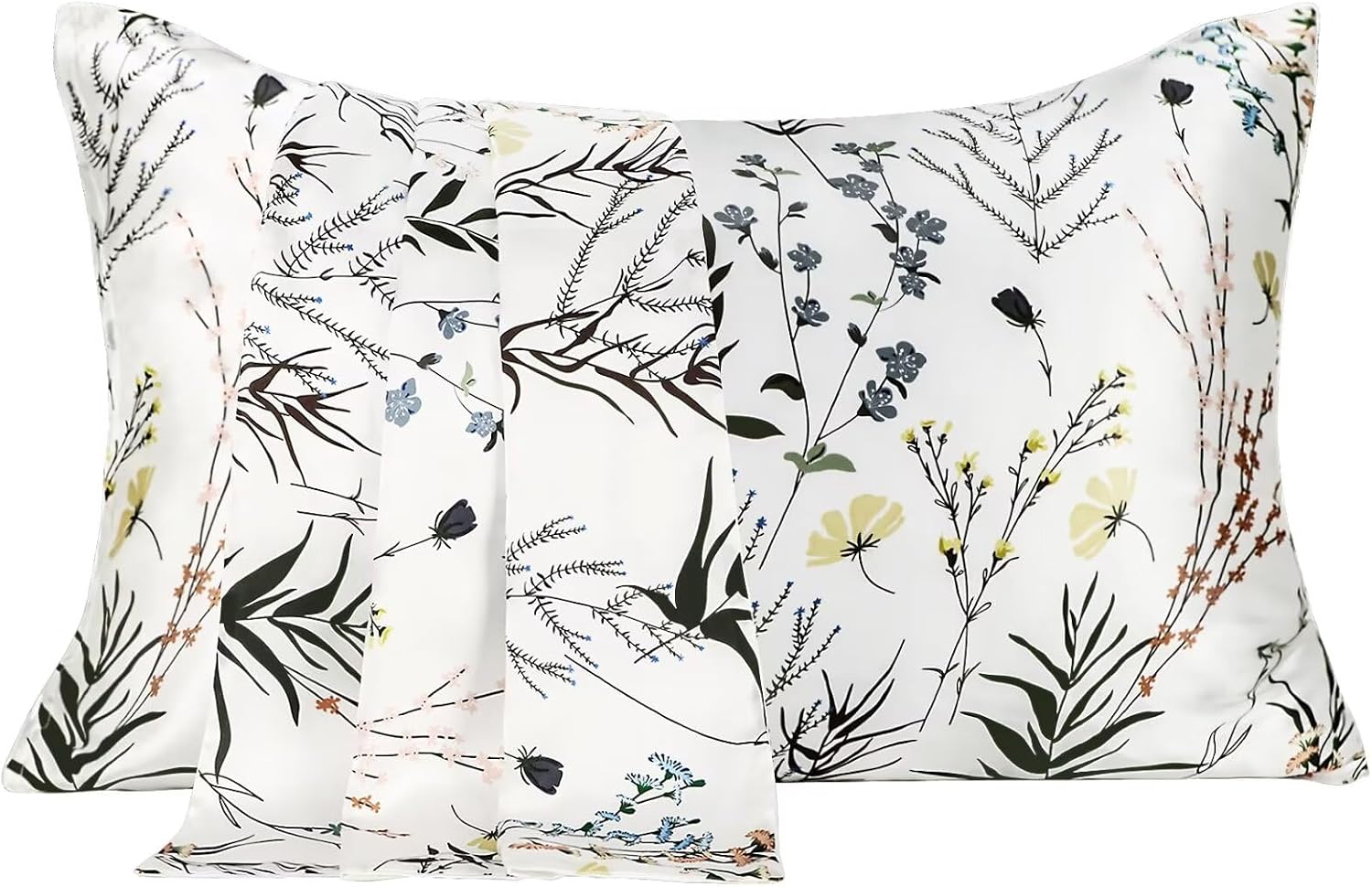 MANSPHIL Farmhouse Silk Pillowcase King Size, Printed 22 Momme Mulberry Silk Top with Satin Underside Pillowcase for Hair and Skin…