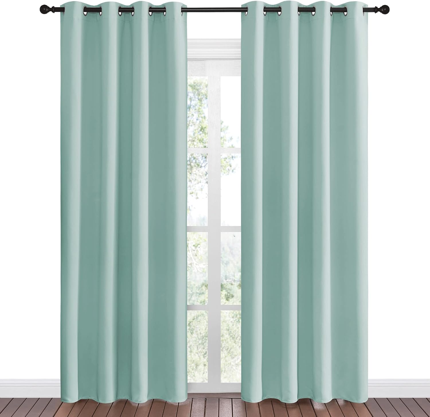 Nicetown Aqua Blue Blackout Curtains 86" Long for Office, Dining Room, Guest Room, Sound Reducing Heat and Cold Block Curtain Panels for Mo…