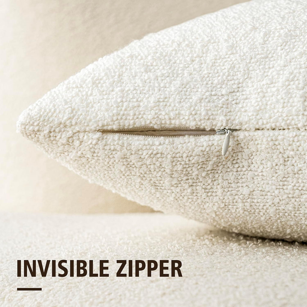 Foindtower Decorative Textured Boucle Throw Pillow Covers Accent Solid Pillow Cases Neutral Long Body Lumbar Couch Cushion Case for Chair…