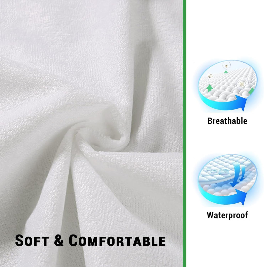Gogreen Bamboo Rayon Waterproof Pillow Protector, Breathable Pillow Cover, Cooling Pillow Case Protector with Zipper, Soft Terry Pillow Cas…