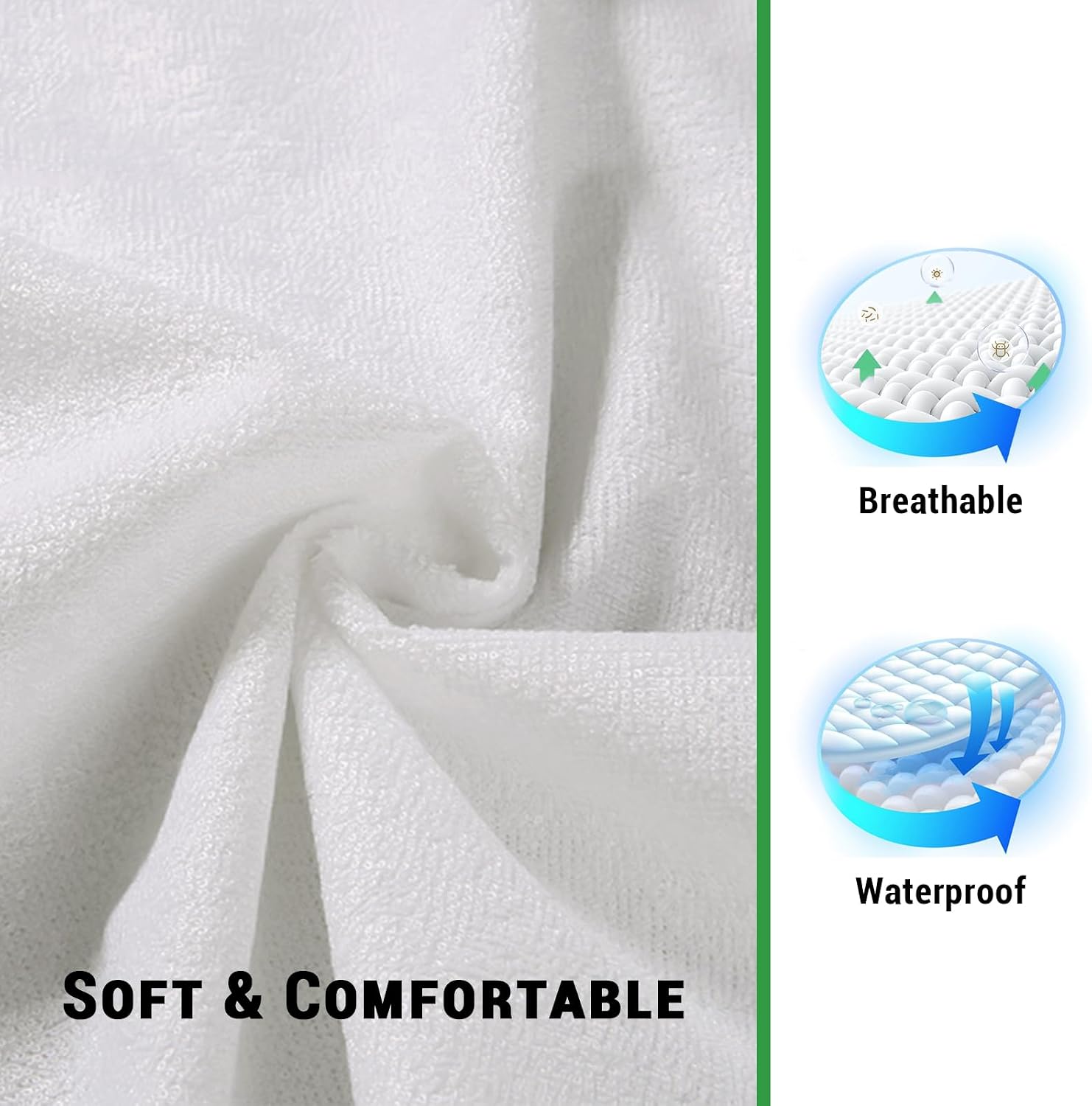 Gogreen Bamboo Rayon Waterproof Pillow Protector, Breathable Pillow Cover, Cooling Pillow Case Protector with Zipper, Soft Terry Pillow Cas…
