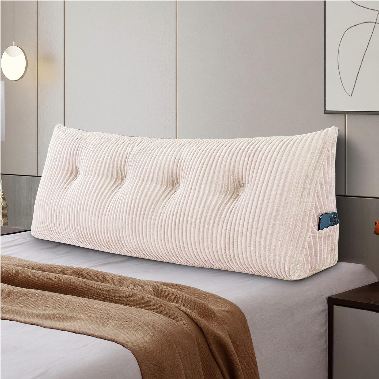 Sliguy Large Headboard Pillow, Headboard Wedge Pillow Bed Rest Reading Pillow Bolster Triangular for Sitting in Bed-Backrest Positioning Su…