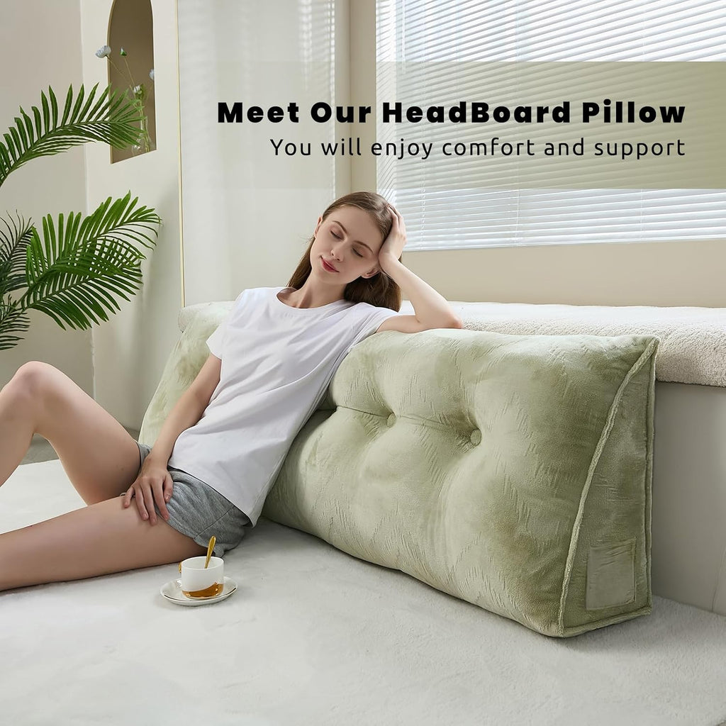 Zelladorra Headboard Pillow for Bed, Triangular Wedge Pillow Headboard Soft Support While Reading and Resting, Bed Bolster Cushion…