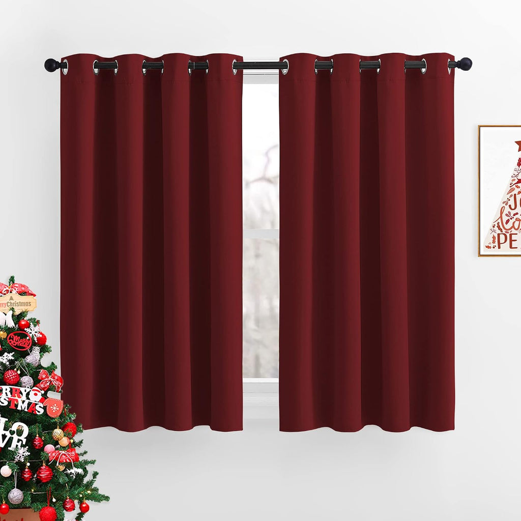 Nicetown Burgundy Red Blackout Curtains Grommet - Thermal Insulated Solid Grommet Blackout Curtains/Panels/Drapes for Bedroom (2-Pack, 52 b…