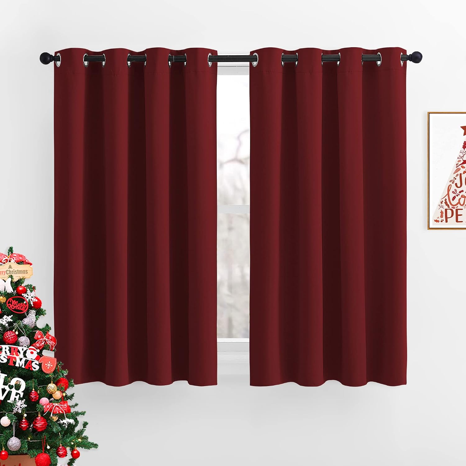 Nicetown Burgundy Red Blackout Curtains Grommet - Thermal Insulated Solid Grommet Blackout Curtains/Panels/Drapes for Bedroom (2-Pack, 52 b…