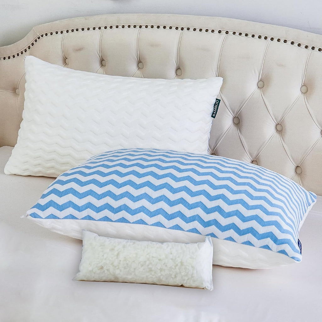 Suhedy Pillows Standard Size Set of 2- Standard Pillows Set of 2 - Adjustable Firm Pillow for Back Stomach and Side Sleeper - Shredded Memo…