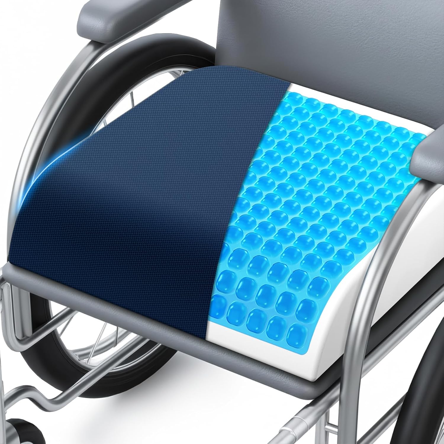 Wheelchair Seat Cushion - Cooling Gel & Memory Foam Office Chair Cushion with Non-Slip Bottom & Washable Cover, Ergonomic Car Seat Pillow…