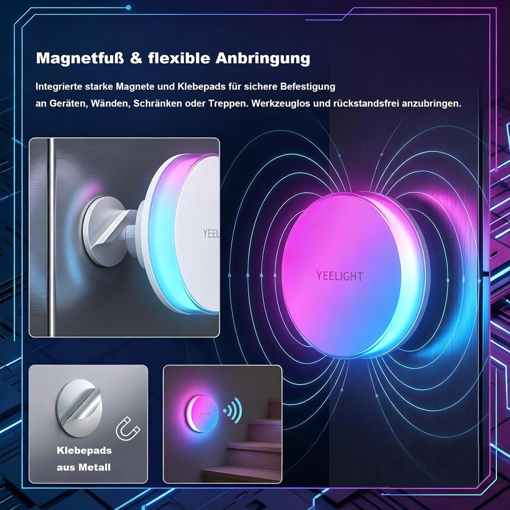 Yeelight Motion Sensor Night Light, Rechargeable Magnetic Night Light with 11 RGB Scenes and & Warm White, Type-C Wireless LED Nightlight f…