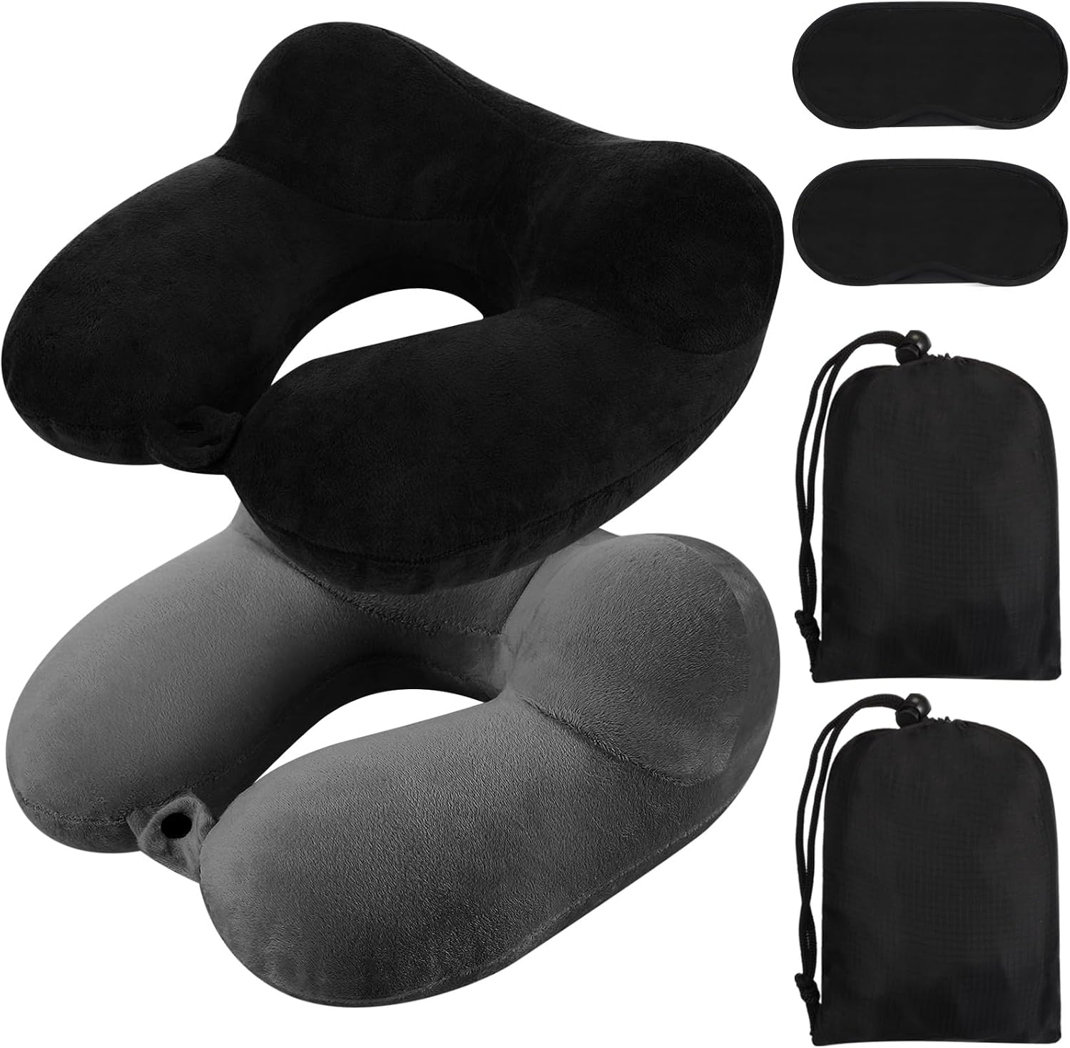 Sintuff 2 Pack Inflatable Travel Pillow for Airplanes Inflatable Neck Flight Pillows with Compact Bag and Blindfold for Traveling…