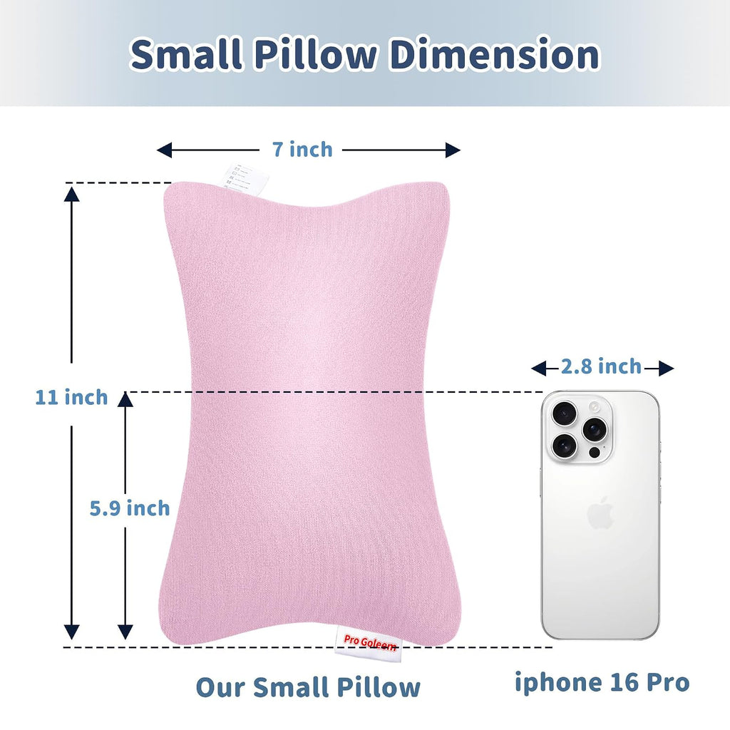 Pro Goleem Small Pillow 11"x7"x2.5" for Camping and Traveling with Name Tag Mini Tiny Pillow for Toddler Sleeping and Chair Car Air Nap…