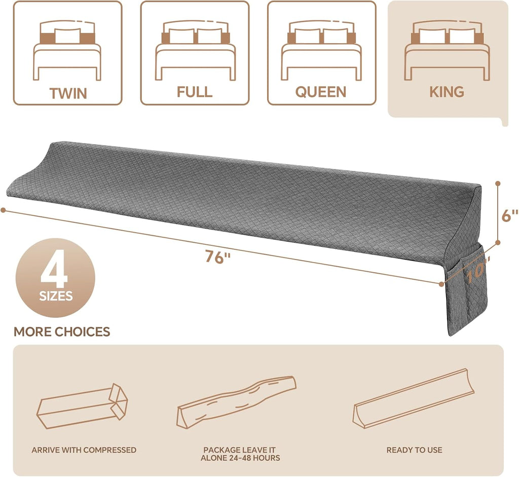 EUHAMS King Size Bed Wedge Pillow for Headboard Bed Gap Filller/Mattress Gap Filler (0-7") - Wedge Pillow Headboard Triangle Foam Pillows…