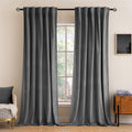 Miulee Grey Velvet Curtains 96 inches 2 Panels - Luxury Blackout Curtains for Bedroom Living Room Thermal Insulated Super Soft Window Drape…