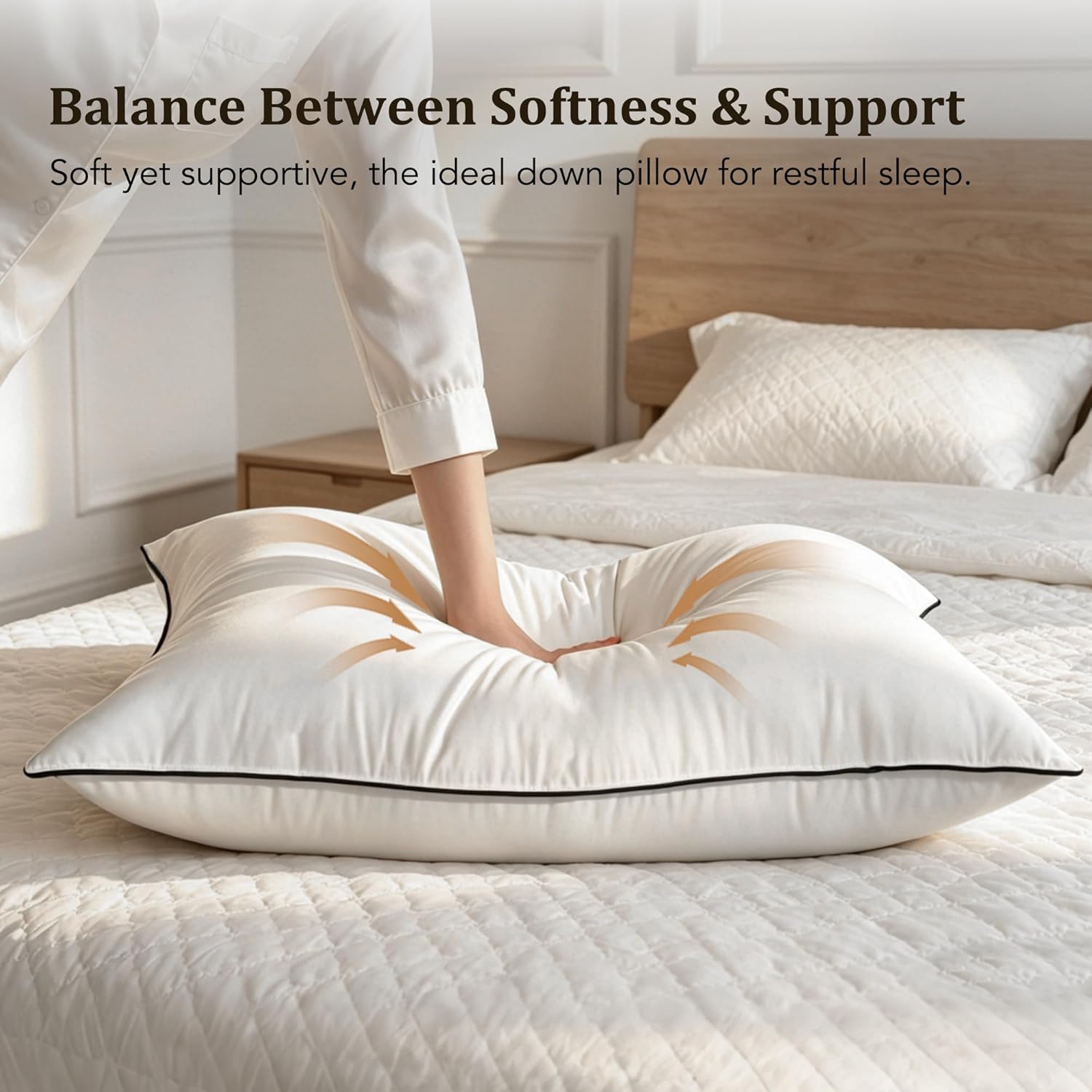Premium Pillows Queen Size Set of 2, Luxury Hotel Collection Quality Soft Fluffy and Supportive Down Fiber Bed Pillows, Breathable Cotton…