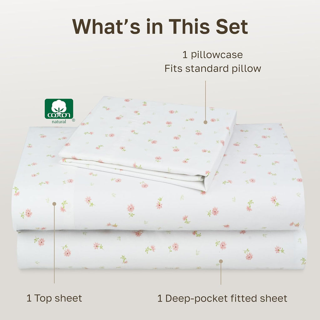 CaliforniaDesignDen California Design Den Soft 100% Cotton Twin Size Bed Sheets Set, 400 Thread Count Good Housekeeping Award Winner, Smoot…