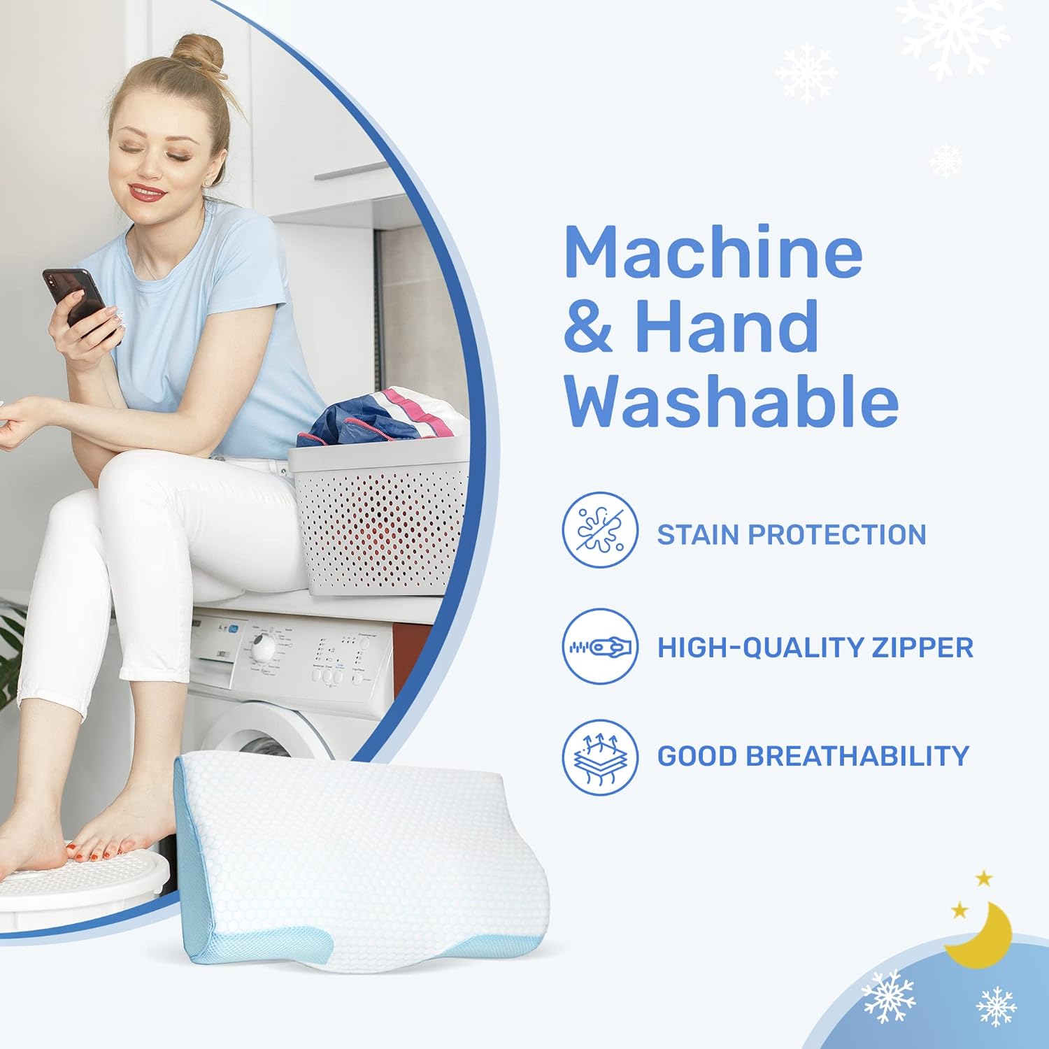 Derila | MemoryFoamPillow Derila Cooling Pillowcase Optimal Temperature Control for Your Derila Memory Foam Pillow for Perfect Sleep. Quali…