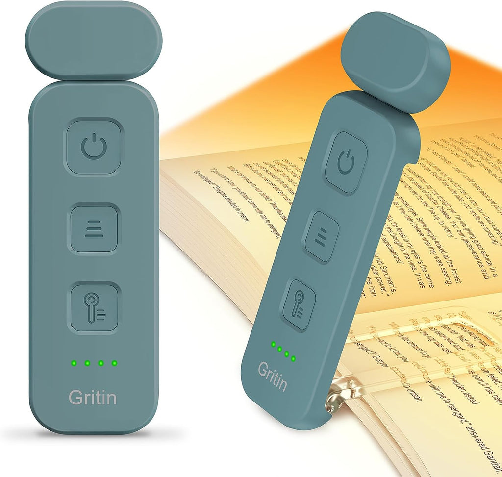Gritin Reading Light, Rechargeable Book Light for Reading in Bed - Eye Caring 3 Color Temperatures,5-Level Dimmable Brightness, Long…