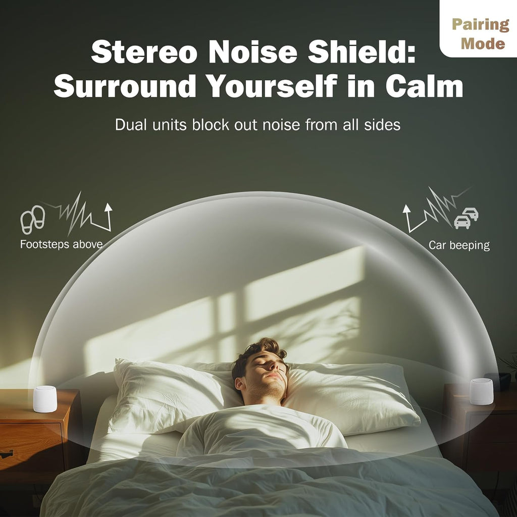 Paussion 2-Pack Sync Stereo, Paussion Portable Mini Noise White Sleep Sound Machine for Adults Kids Baby 25 Soothing Songs, Auto Timer, Per…