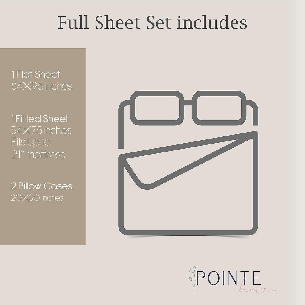 Pointehaven Bedding 4 Pieces Full 100% Cotton Percale Sheets- Printed Bed Sheet & Pillowcase Sets- Soft Cotton Bed Sheets Set- Fits Mattres…