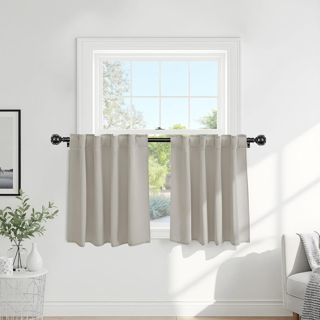 Ponydance PONY DANCE Cream Draperies & Curtains - Room Darkening Back Tab Top Thermal Insulated Noise Reducing Short Curtain Panels for Kit…