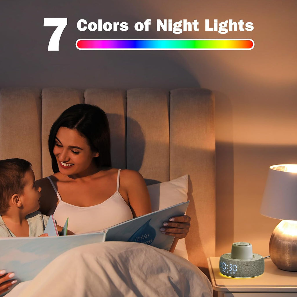 White Noise Machine with Smart Alarm Clock, 25 Soothing Sounds, Portable Sleep Sound Machine Aid for Baby, Kids, Adults, Office, Dimmable…