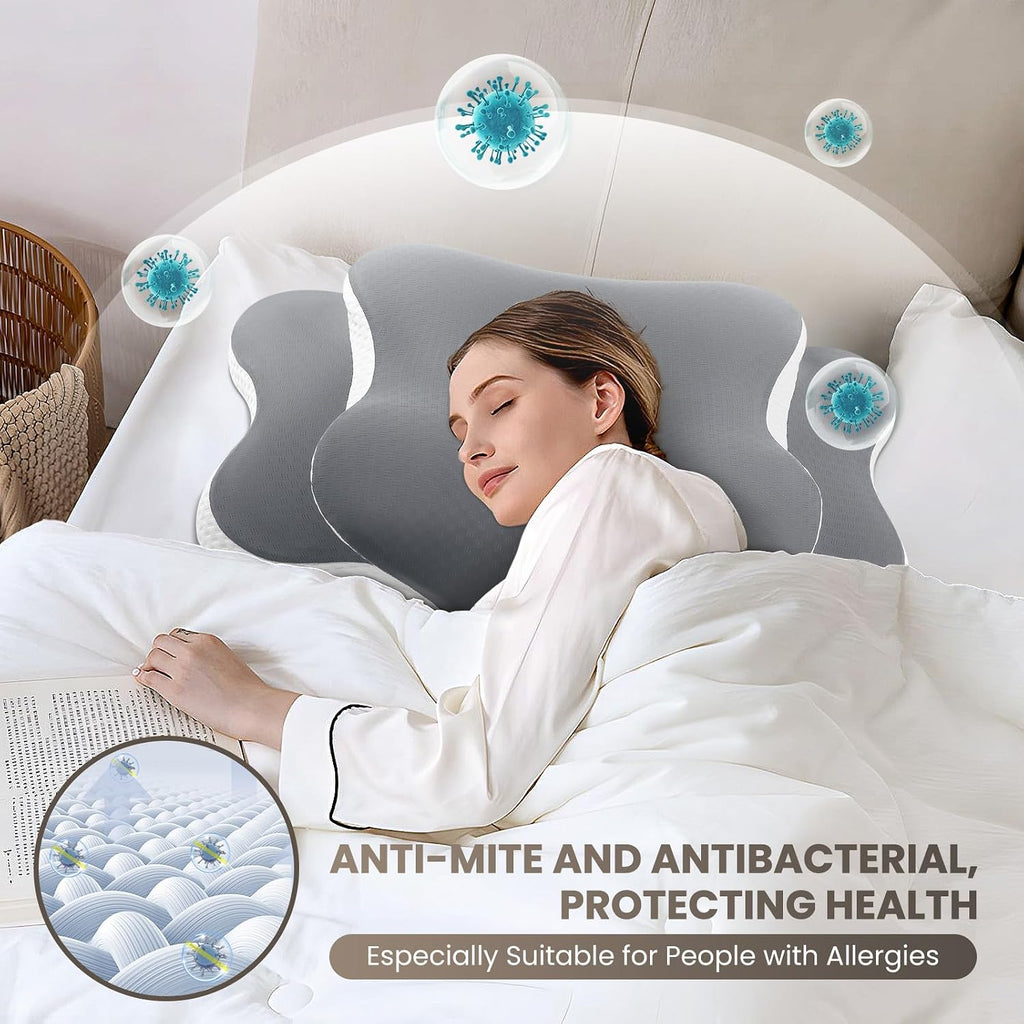 A-PceforSeat A-Pce Cervical Neck Pillow for Neck and Shoulder, Odorless Memory Foam Pillow with Soft Silk Cover, Ergonomic Orthopedic Neck…