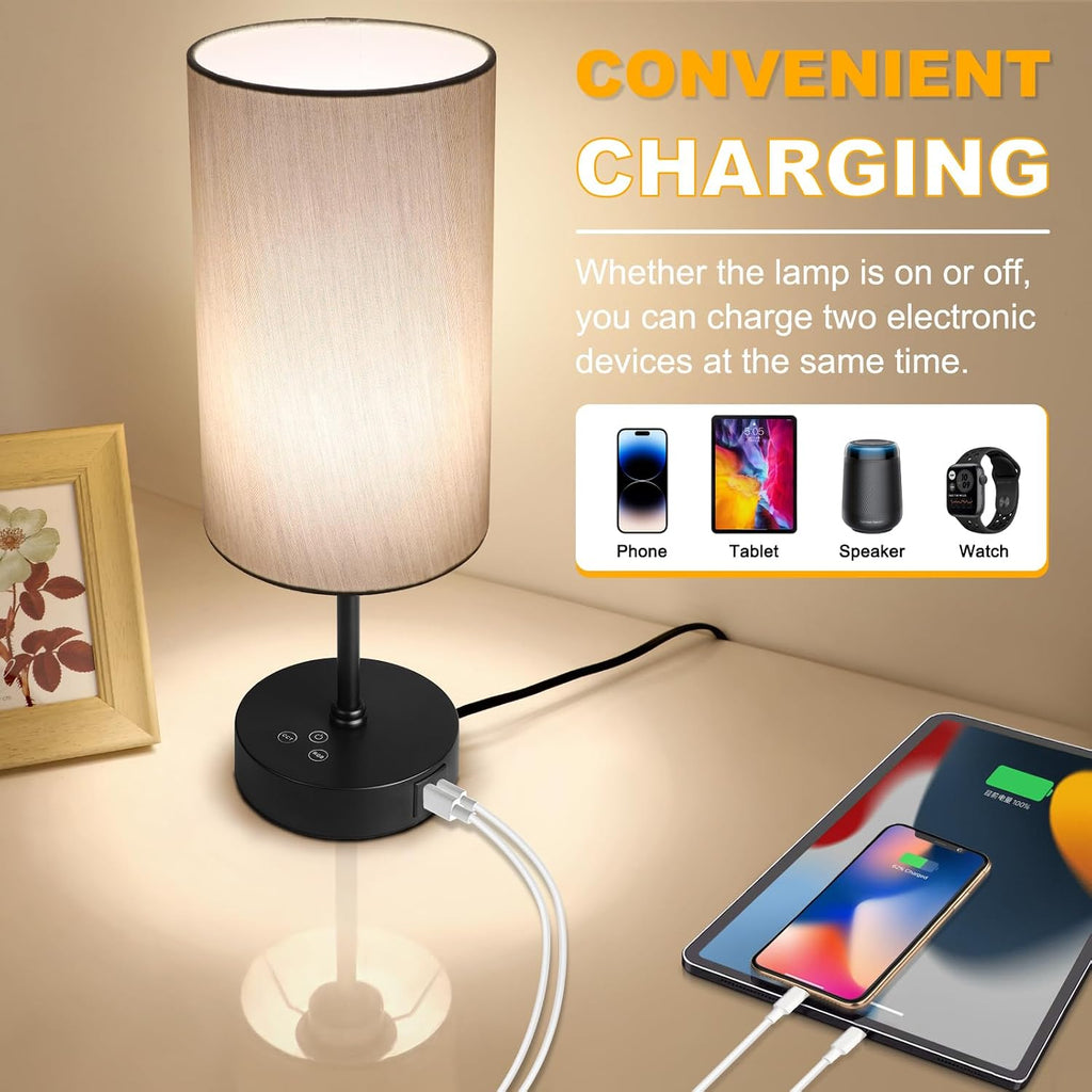 Unicozin 17Inch Table Lamp for Bedroom, Touch Control Bedside Lamp for Reading, 3 CCT & 7 RGB Color Changing, Dimmable Nightstand Lamp…