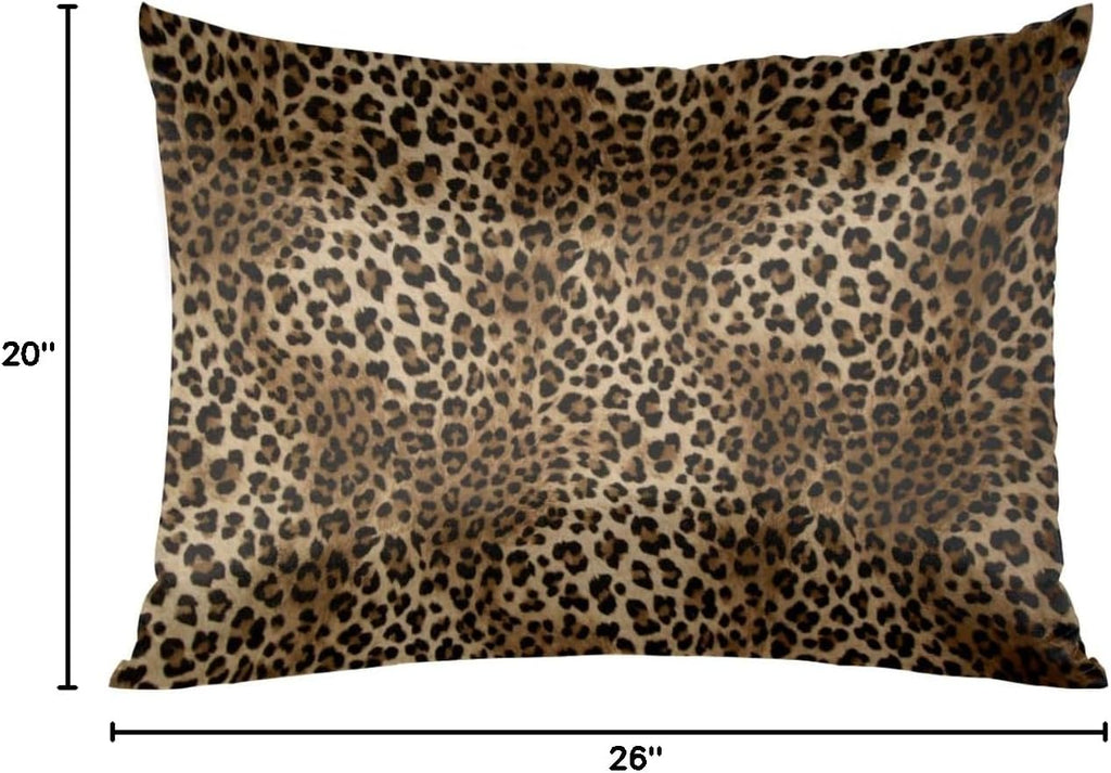Fashion Leopard Cheetah Satin Silk Pillowcase for Hair and Skin Pillow Cases Standard Size Soft Silk Pillow Case with Envelope Closure…