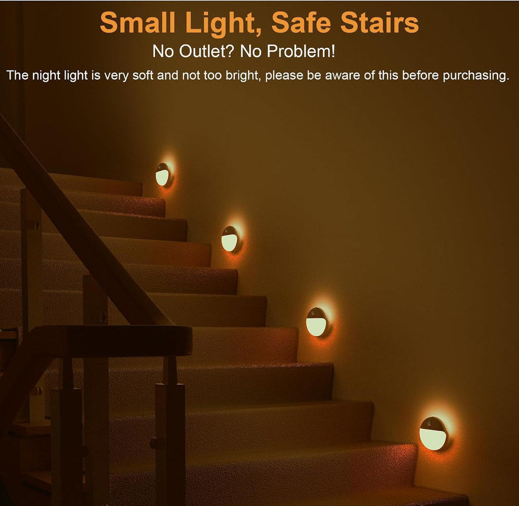 YUNLEX 2 Pack Amber Night Light, Battery Operated Night Light, 2.6" Small Sticky Lights, Dimming, 3 Light Modes, Motion Sensor Lights for…