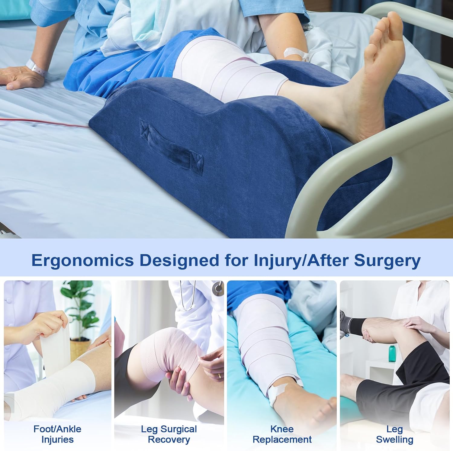 KingPavonini Adjustable Leg Elevation Pillows for After Surgery, Ergonomic Curve Keeps Knee Straight, Memory Foam Leg Pillow Elevation for…