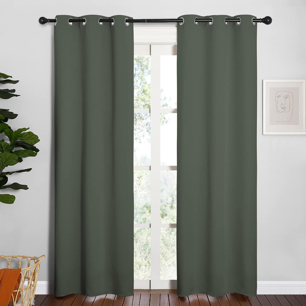 NICETOWN Thermal Curtains for Kids Room, Window Treatment Thermal Insulated Solid Grommet Blackout Drape Panels for Bedroom (Dark…