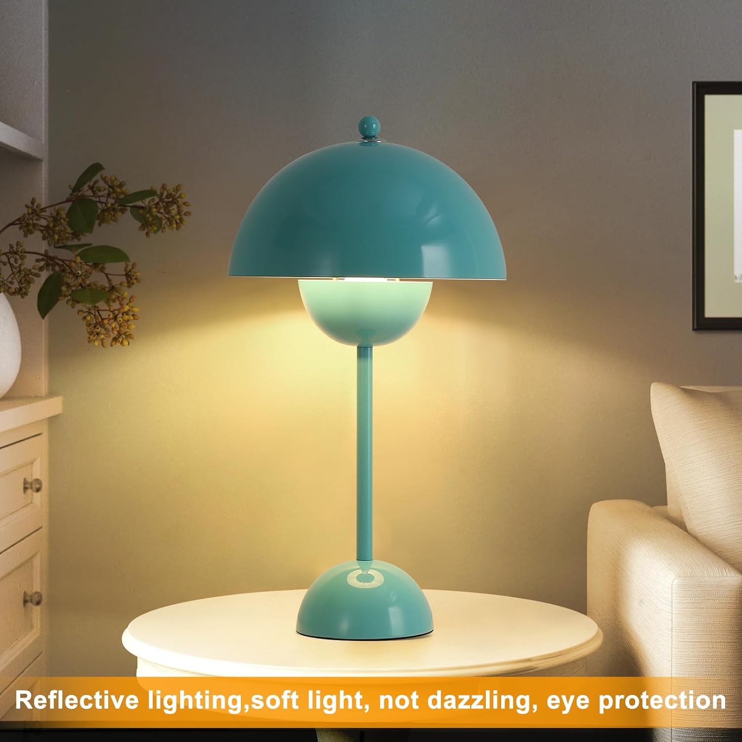 COSYLUX Modern Small Table Lamp for Bedroom, Cute Dome Shade Reflecting Light Reading Lamp for Living Room, Kid's Room, Study, Office…
