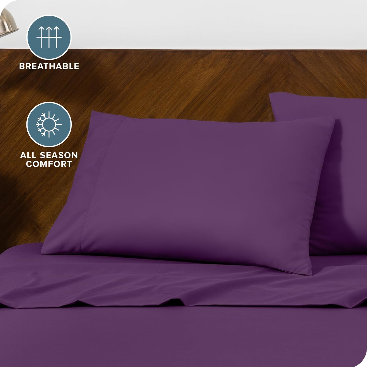 BareHome Bare Home Microfiber Pillow Cases - Standard Size Set of 2 - Cooling Pillowcases - Double Brushed - easy maintenance - Envelope…