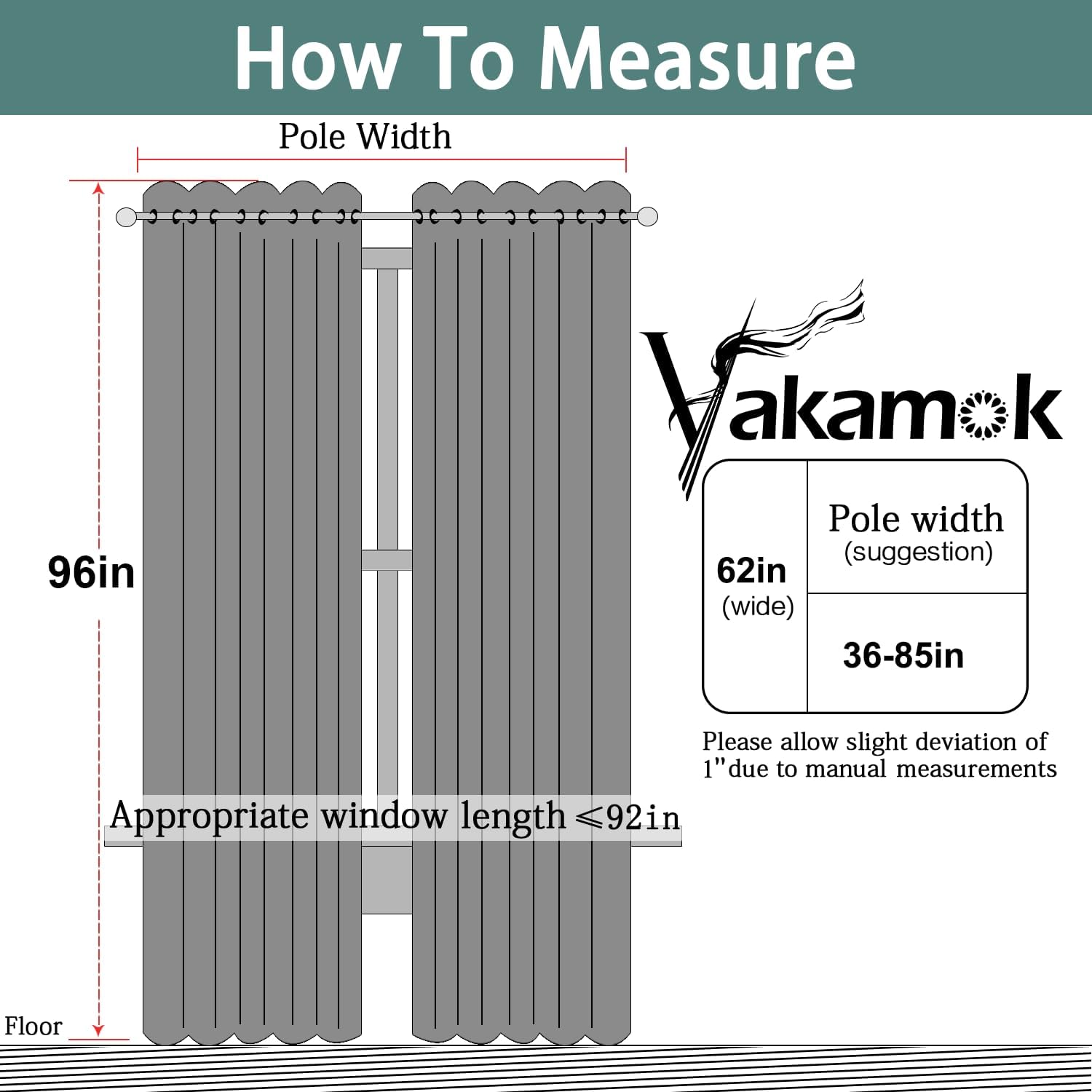 Yakamok Blackout Curtains Room Darkening Thermal Insulated Window Panels, Solid Grommet Top Drapes for Bedroom/Living Room(62Wx96L…
