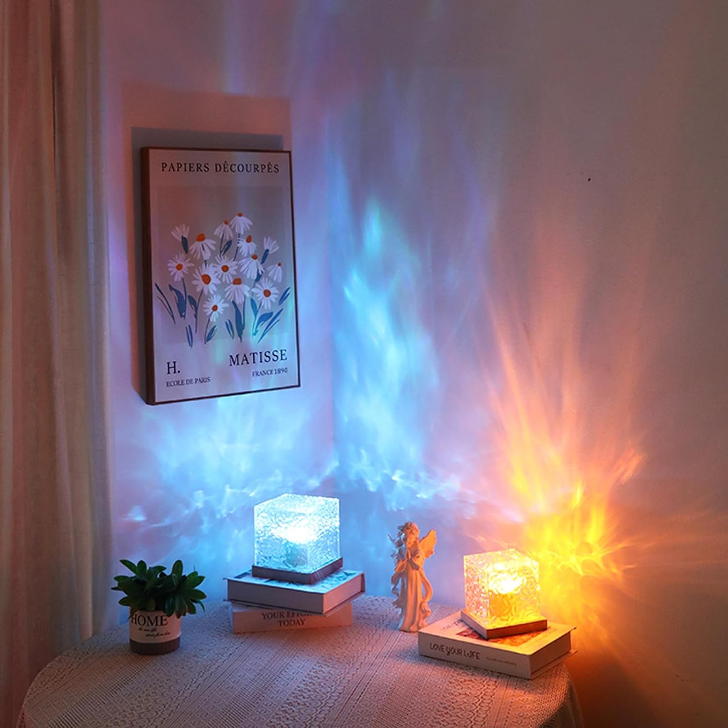 Ocean Wave Projector Light, 16 Color Rechargeable Ocean Lamp, with Power Touch Control and Remote Control Luminorthe Cube Lamp, Bringing…
