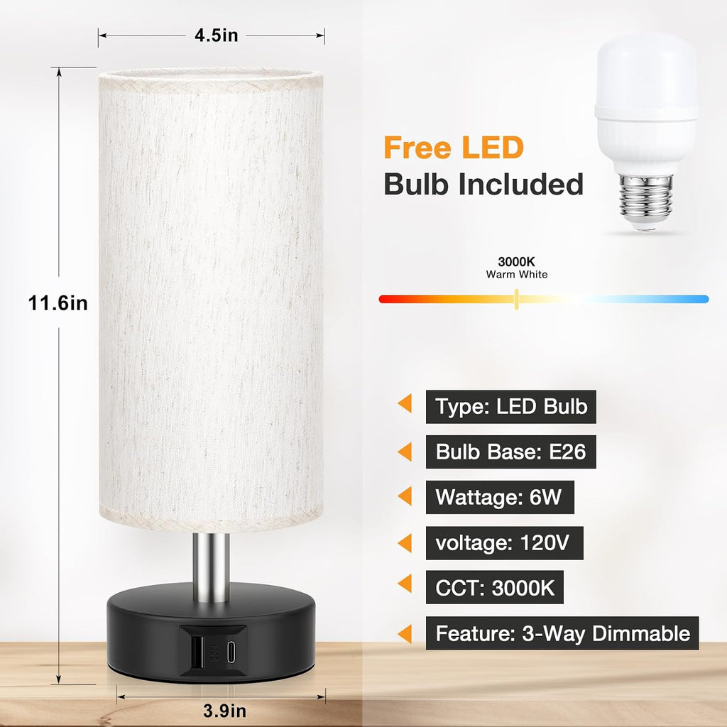 PartageiZ Small Touch Bedside Lamp for Bedroom - Table Lamps for Nightstand, Minimalist Night Stands Light Lamp, Desk Lamps for Reading…
