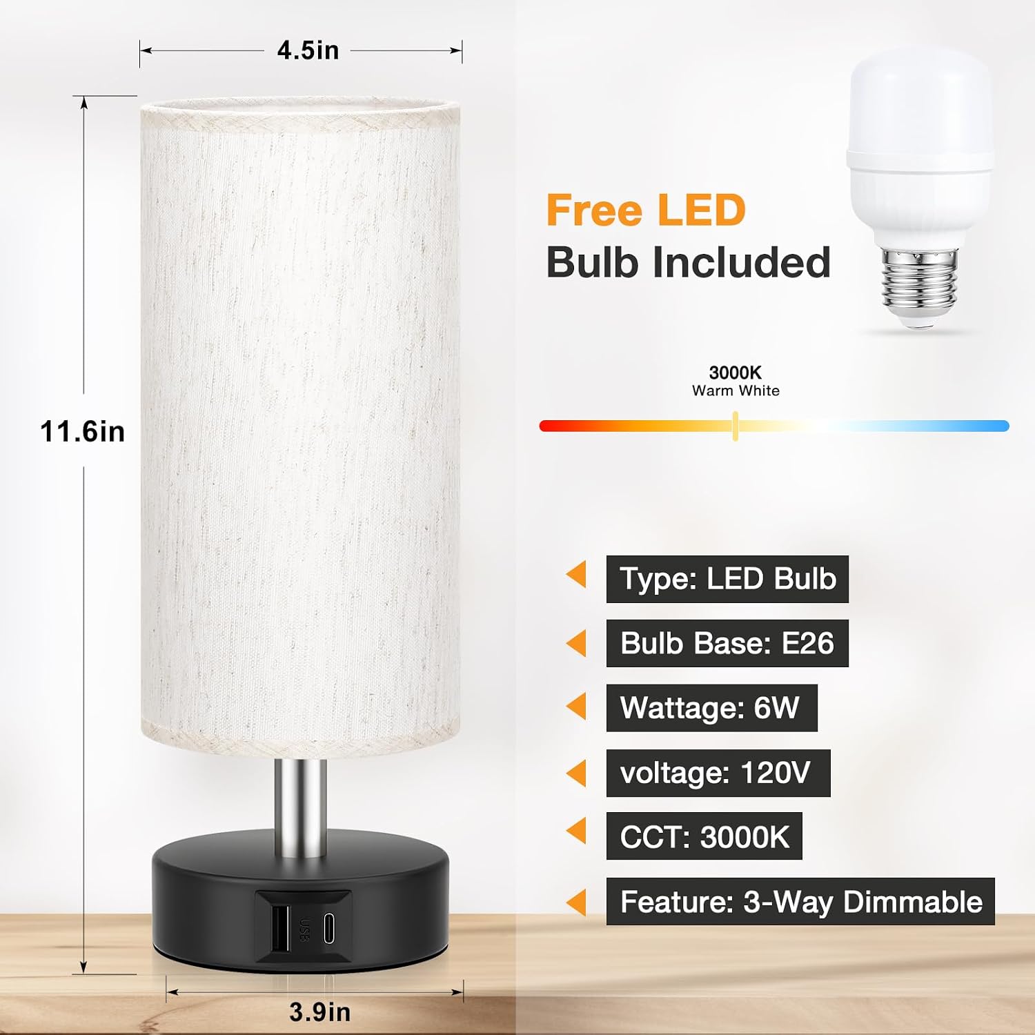 PartageiZ Small Touch Bedside Lamp for Bedroom - Table Lamps for Nightstand, Minimalist Night Stands Light Lamp, Desk Lamps for Reading…