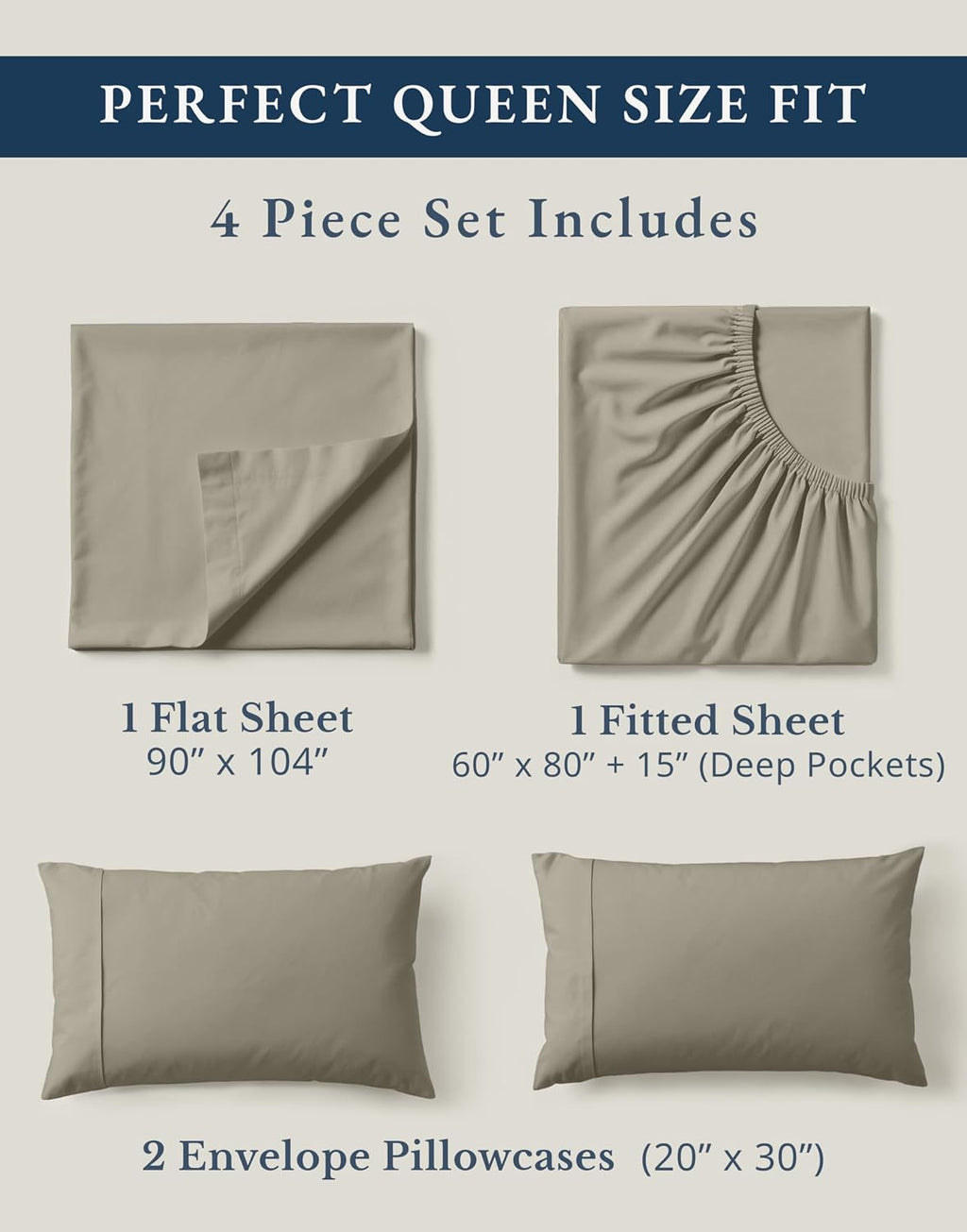 LaneLinen LANE LINEN 100% Organic Cotton Mercerized Queen Sheets, Soft & Comfy Naturally Cooling Cotton Sheets Queen Size Set, Classic Perc…