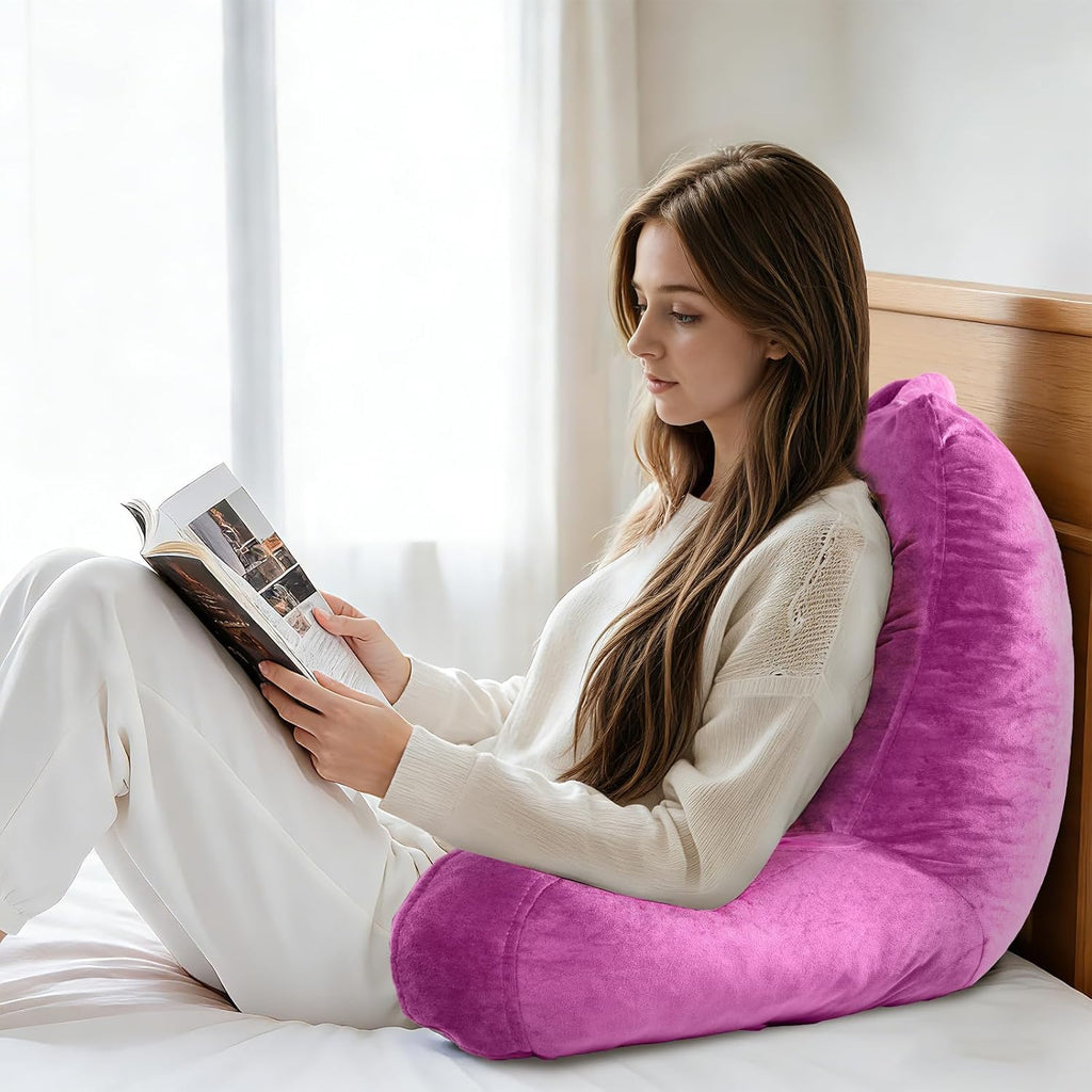 OAISZ Reading Pillow for Sitting in Bed Adult, X-Large Reading Pillow with Shredded Memory Foam, Back Pillow for Sitting Up with Extend…